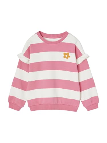 Vertbaudet Mädchen Ringel-Sweatshirt, Volantärmel Altrosa 116 von Vertbaudet