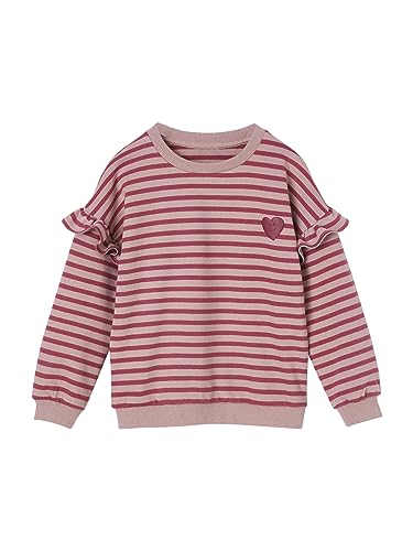 Vertbaudet Mädchen Ringel-Sweatshirt, Volantärmel Altrosa 128 von Vertbaudet