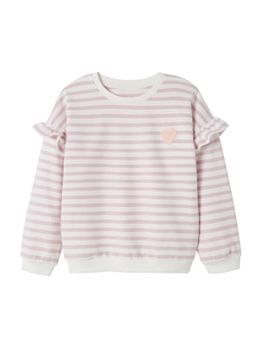 Vertbaudet Mädchen Ringel-Sweatshirt, Volantärmel lila 98/104 von Vertbaudet