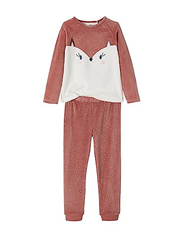 Vertbaudet Mädchen Samt-Schlafanzug, Fuchs dunkelrosa 116 von Vertbaudet