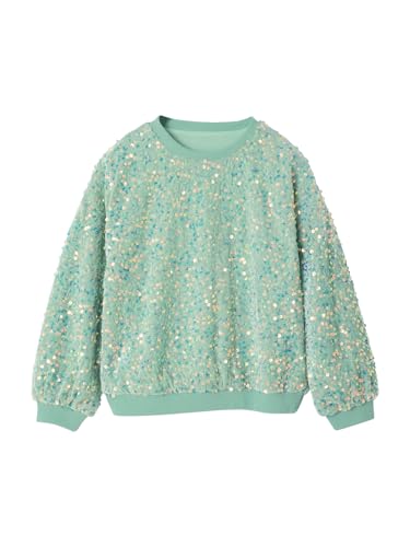 Vertbaudet Mädchen Samt-Shirt mit Pailletten türkis 140 von Vertbaudet