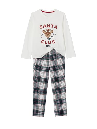 Vertbaudet Mädchen Schlafanzug Santa Club, Capsule Collection Family wollweiß 146/152 von Vertbaudet