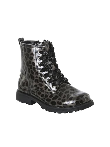 Vertbaudet Mädchen Schnürboots mit Reißverschluss, Lack-Optik schwarz bedruckt 36 von Vertbaudet