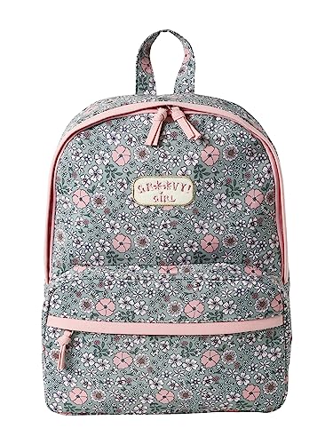 Vertbaudet Mädchen Schulrucksack mit Blumen GROOVY GIRL moosgrün von Vertbaudet