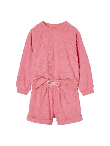 Vertbaudet Mädchen-Set mit Frottee-Blumen: Sweatshirt & Shorts bonbon rosa 158 von Vertbaudet