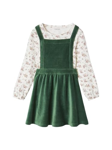 Vertbaudet Mädchen-Set: Cord-Latzkleid & Shirt grün 140 von Vertbaudet