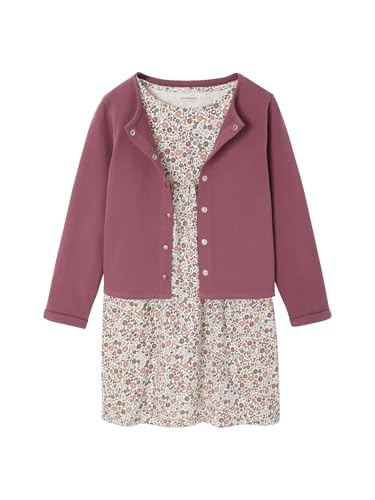 Vertbaudet Mädchen-Set: Sweatjacke & Blumenkleid Malve 158 von Vertbaudet