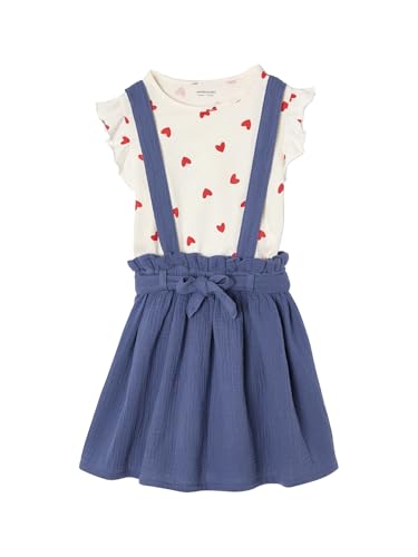 Vertbaudet Mädchen-Set: T-Shirt + Rock indigo-blau 122 von Vertbaudet