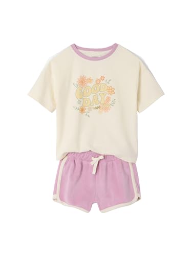 Vertbaudet Mädchen-Set: T-Shirt & Shorts aus Frottee lila 98/104 von Vertbaudet