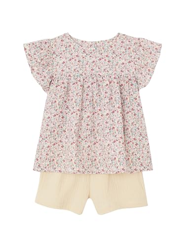 Vertbaudet Mädchen-Set: geblümte Bluse & Musselin-Shorts vanille 158 von Vertbaudet