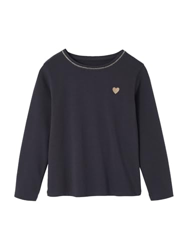 Vertbaudet Mädchen Shirt mit Glitzerherz und Recycling-Baumwolle Basic anthrazit 110 von Vertbaudet
