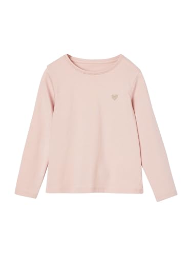 Vertbaudet Mädchen Shirt mit Glitzerherz und Recycling-Baumwolle Basic pudrig rosa 128 von Vertbaudet