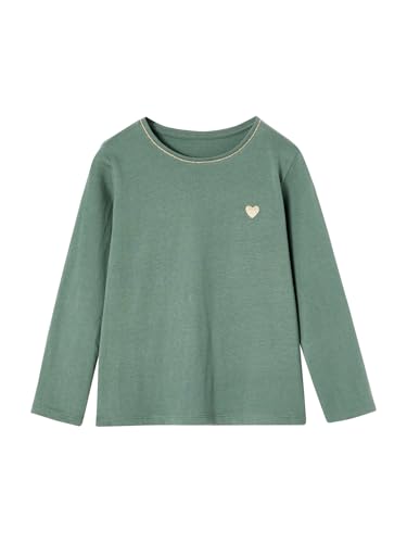 Vertbaudet Mädchen Shirt mit Glitzerherz und Recycling-Baumwolle Basic smaragdgrün 158 von Vertbaudet