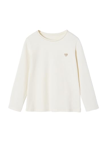 Vertbaudet Mädchen Shirt mit Glitzerherz und Recycling-Baumwolle Basic wollweiß 98/104 von Vertbaudet