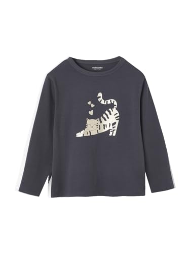 Vertbaudet Mädchen Shirt mit Metallic-Print und Recycling-Baumwolle anthrazit 110 von Vertbaudet