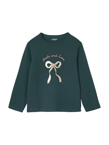 Vertbaudet Mädchen Shirt mit Metallic-Print und Recycling-Baumwolle tannengrün 146/152 von Vertbaudet