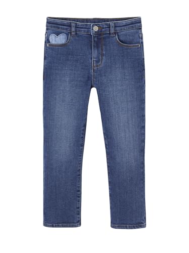 Vertbaudet Mädchen Slim-Jeans, Hüftweite Comfort dunkel blau 146/152 von Vertbaudet