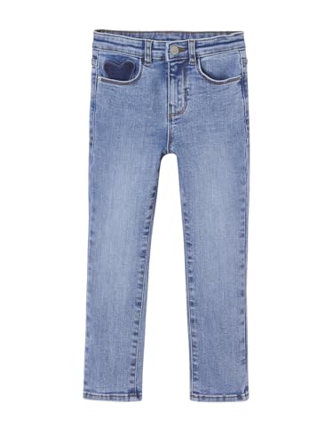 Vertbaudet Mädchen Slim-Jeans, Hüftweite Slim Mittelblau 128 von Vertbaudet