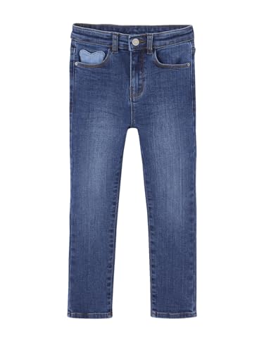 Vertbaudet Mädchen Slim-Jeans, Hüftweite Slim dunkel blau 146/152 von Vertbaudet