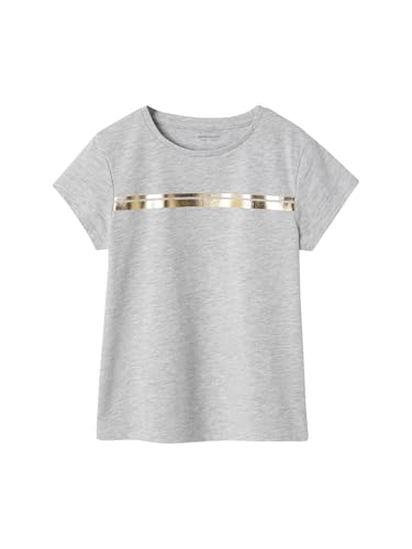 Vertbaudet Mädchen Sport-T-Shirt mit Glanzstreifen Basic grau meliert 110 von Vertbaudet