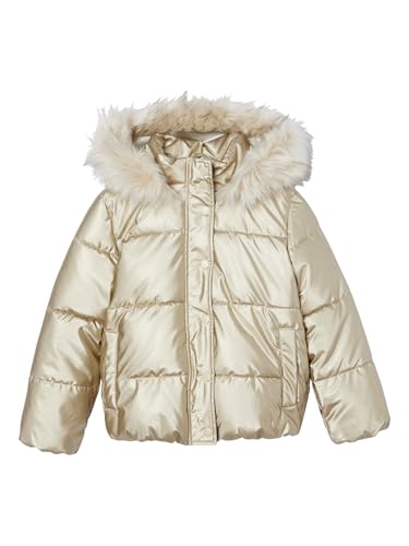 Vertbaudet Mädchen Steppjacke mit Kapuze und Fleecefutter, Wattierung Recycling-Polyester Gold 140 von Vertbaudet