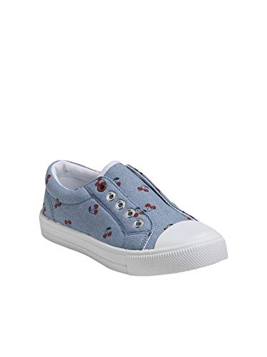 Vertbaudet Mädchen Stoff-Sneakers mit Gummizug blau/Kirschen 28 von Vertbaudet