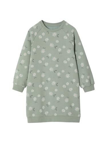 Vertbaudet Mädchen Sweatkleid mit Blumen salbeigrün 146/152 von Vertbaudet