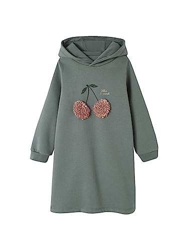 Vertbaudet Mädchen Sweatkleid mit Kapuze grün 92/98 von Vertbaudet