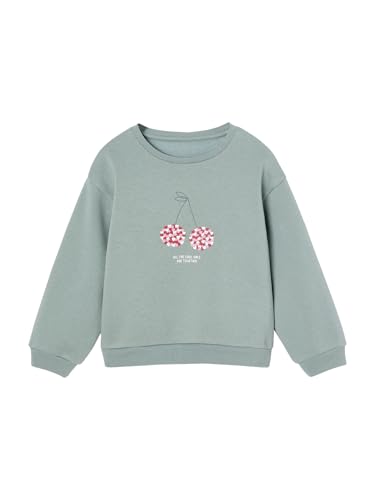 Vertbaudet Mädchen Sweatshirt mit Print Basics Oeko-Tex graugrün 158 von Vertbaudet