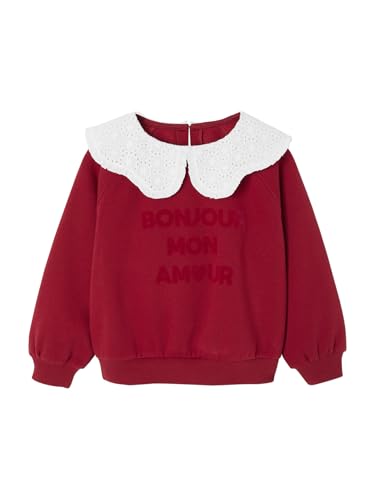 Vertbaudet Mädchen Sweatshirt mit besticktem Kragen rot 140 von Vertbaudet