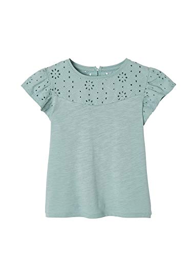 Vertbaudet Mädchen-T-Shirt, bestickt, mit Rüschenärmeln, Hellgrün, 8 Jahre von Vertbaudet