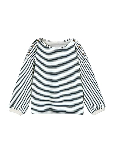 Vertbaudet Mädchen T-Shirt gestreift Bootsausschnitt, Weiß gestreift, 12 Jahre von Vertbaudet