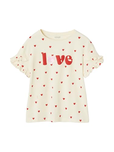 Vertbaudet Mädchen T-Shirt mit Pailletten-Applikation wollweiß 140 von Vertbaudet