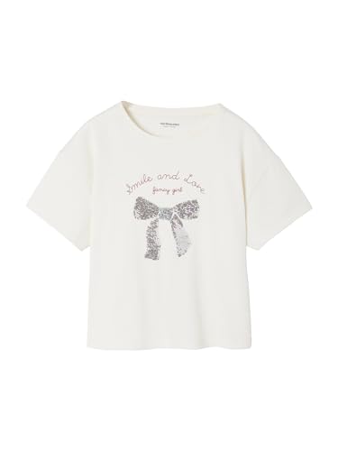 Vertbaudet Mädchen T-Shirt mit Wendepailletten und Recycling-Baumwolle wollweiß 146/152 von Vertbaudet