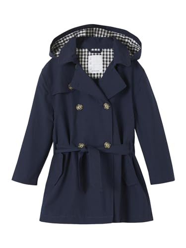 Vertbaudet Mädchen Trenchcoat mit abnehmbarer Kapuze marine 92/98 von Vertbaudet