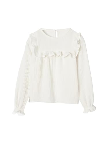 Vertbaudet Mädchen Volantbluse aus Musselin wollweiß 122 von Vertbaudet