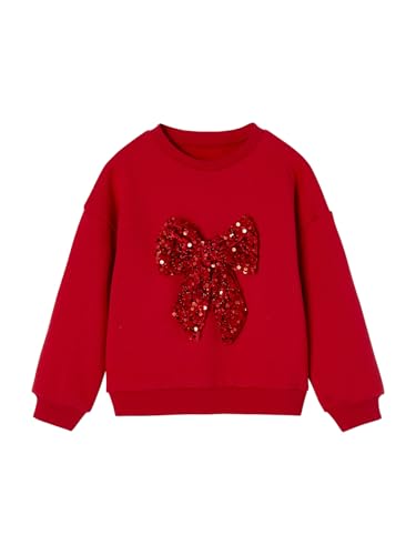 Vertbaudet Mädchen Weihnachts-Sweatshirt mit Pailletten-Schleife rot 158 von Vertbaudet