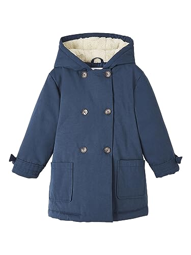 Vertbaudet Mädchen Winterjacke mit Kapuze, Wattierung Recycling-Polyester marine 92/98 von Vertbaudet