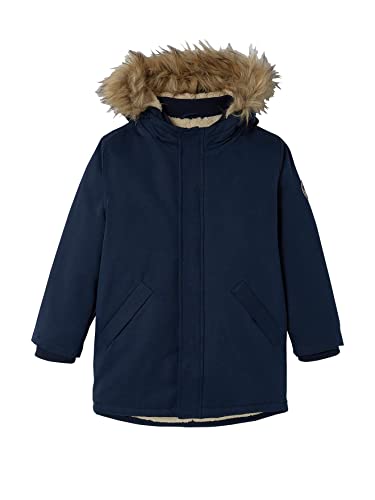 Vertbaudet Parka mit Kapuze, gefüttert, Sherpa, für Jungen, recyceltes Polyester, blau, 8 Jahre von Vertbaudet