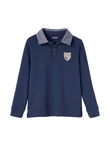 VERTBAUDET Jungen Poloshirt mit Abzeichen und Kragen aus Chambray, Dunkelblau, 8 Jahre von Vertbaudet