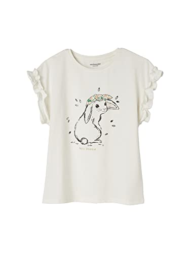 Vertbaudet T-Shirt mit irisierendem Motiv für Mädchen, kurzärmelig, Rüschen, gebrochenes weiß, 8 Jahre von Vertbaudet