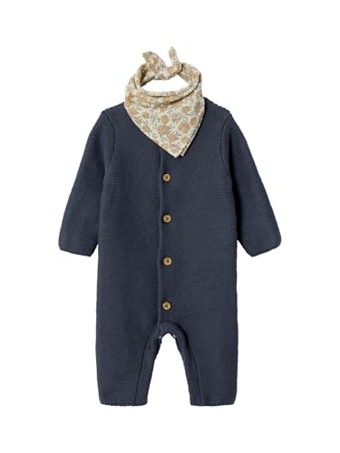 Vertbaudet Unisex Baby Geschenk-Set: Strickoverall mit langen Ärmeln & Halstuch anthrazit 80 von Vertbaudet