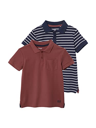 Vertbaudet Vertbaudet Poloshirt, für Jungen, 2 Stück, 1 x Bordeaux + 1 x gestreift, 12 Jahre von Vertbaudet