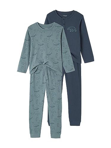 Vertbaudet Vertbaudet Pyjamas Bär, Jungen, gerippt, 2 Stück, smaragdgrün, 14 Jahre von Vertbaudet