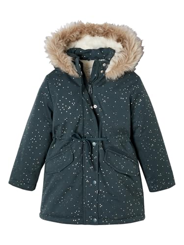 Vertbaudet Warme Mädchen Winterjacke mit Glitzer und Webpelz, Recycling-Wattierung smaragdgrün 134 von Vertbaudet