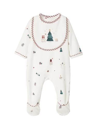Vertbaudet Weihnachtliches Baby Geschenk-Set: Samt-Strampler & Lätzchen Oeko-Tex wollweiß 86 von Vertbaudet