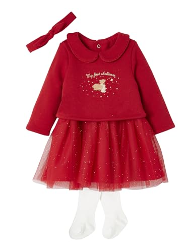 Vertbaudet Weihnachtliches Baby-Set: Kleid, Haarband & Strumpfhose rot 68 von Vertbaudet