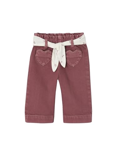 Vertbaudet Weite Mädchen Baby Hose mit Dehnbund und Stoffgürtel dunkelviolett 80 von Vertbaudet