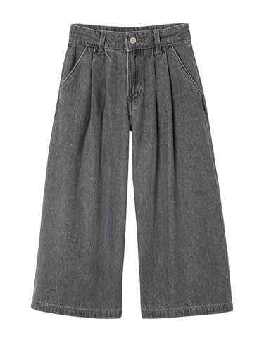 Vertbaudet Weite Mädchen Jeans mit Bundfalten, Bundweite verstellbar Grauer Denim 98/104 von Vertbaudet