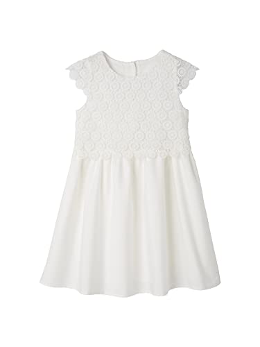Vertbaudet Festliches Mädchen Kleid mit Makrameespitze wollweiß 122 von Vertbaudet